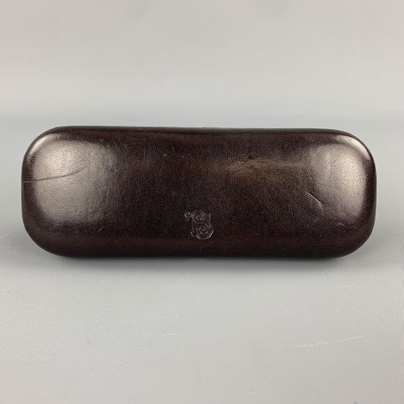 SAGEBROWN Dark Brown Leather Logo Embossed Eyewear Case - Picture 3 of 7